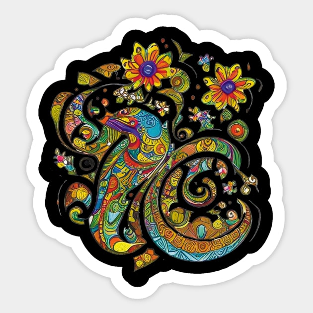 Abstract Colorful Pattern Floral Sticker by ImaginativeInkPOD